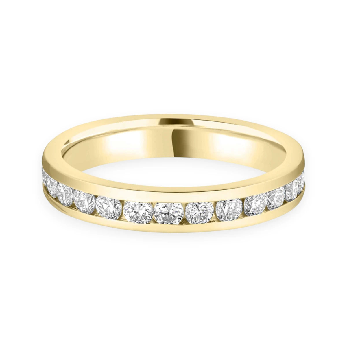 #metal_18k yellow gold#width + quanitity x carat weight_3.3 MM + 12 x 0.05 ct