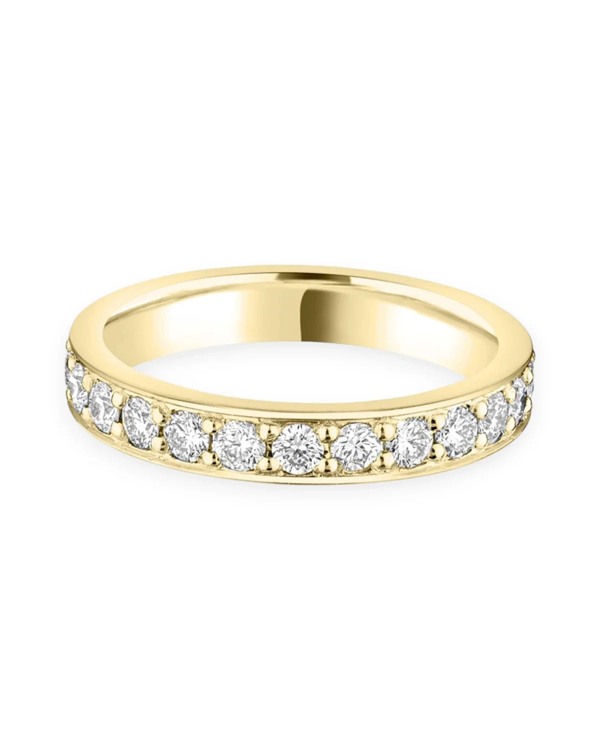 #metal_18k yellow gold#width + quanitity x carat weight_3.3 MM + 25 x 0.05 ct