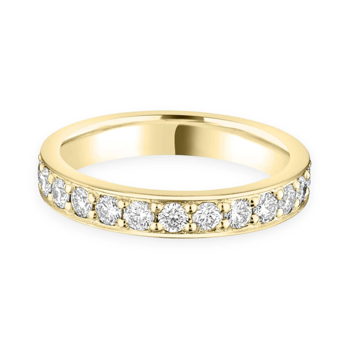 #metal_18k yellow gold#width + quanitity x carat weight_3.3 MM + 25 x 0.05 ct